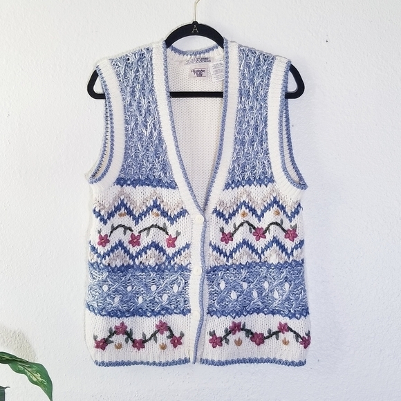 HUNTINGTON RIDGE Vintage Handknitted Cottagecore Vest S - Picture 1 of 10